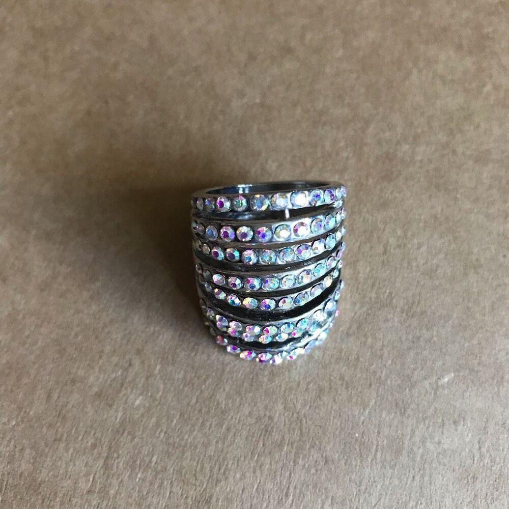 Rhinestone Stack One Piece Ring Unbranded Silver … - image 4